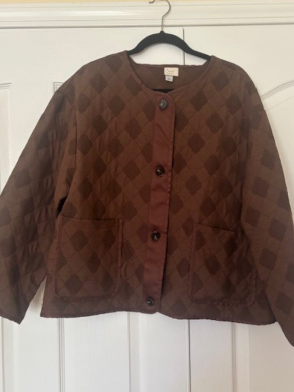 Brown Quilted Bomber Jacket Size L